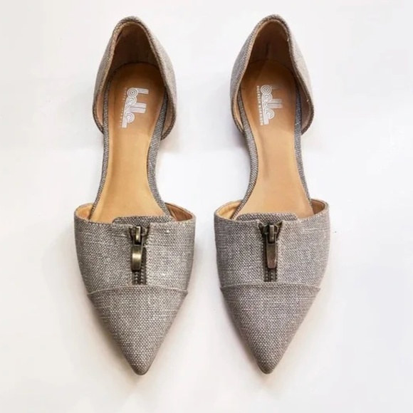 Belle by Sigerson Morrison 7 Silvia d'Orsay Flats Natural Grey Zipper - Picture 2 of 6